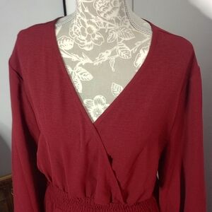 Kohl's Deep Red Long Sleeve Dress